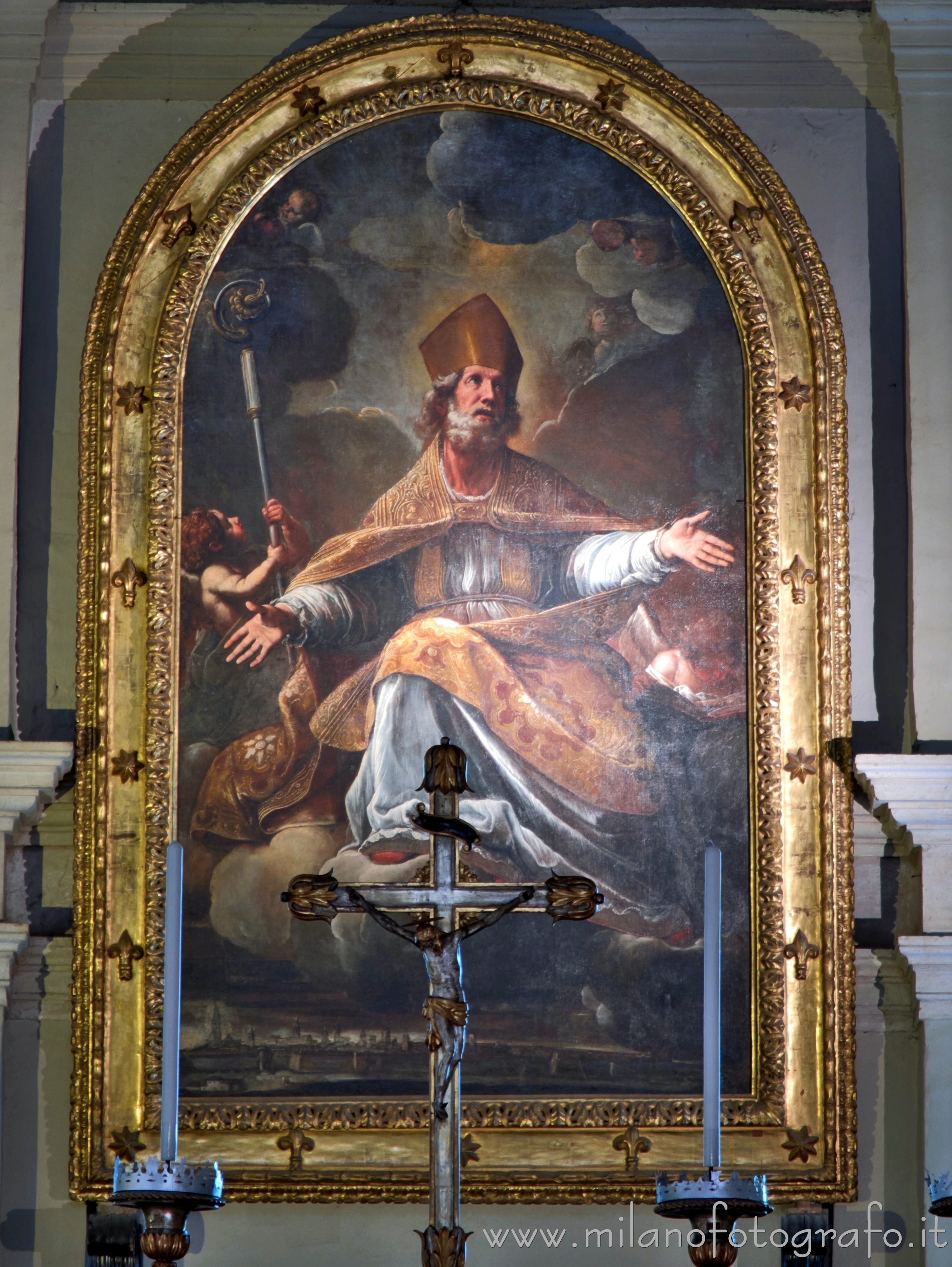 Fano (Pesaro e Urbino, Italy) - Altarpiece of the main altar depicting San Paterniano in the basilica dedicated to him